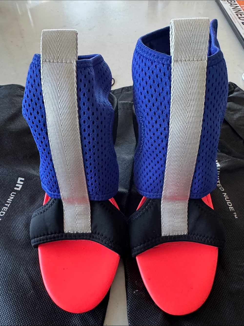 United Nude Blue and Red Open-Toe Block Heel Sandals by - Picture 8 of 10
